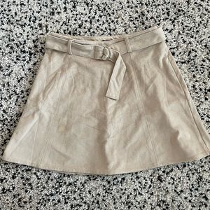 Faux suede belted mini skirt